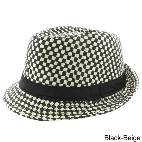 Faddism Men's Fashion Checkered Fedora Hat