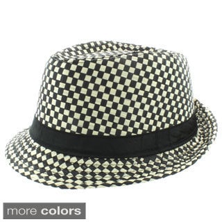 Faddism Men's Fashion Checkered Fedora Hat-Image