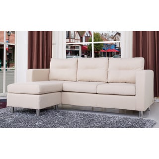 Hot Deal Detroit Beige Convertible Sectional Sofa and Ottoman