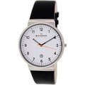 Skagen Men's Ancher SKW6024 Black Leather Quartz Watch with White Dial