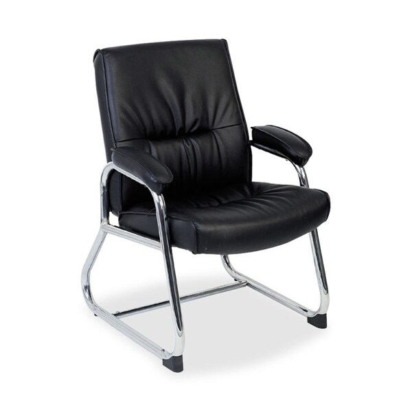 Lorell Bridgemill Black Leather Guest Chair