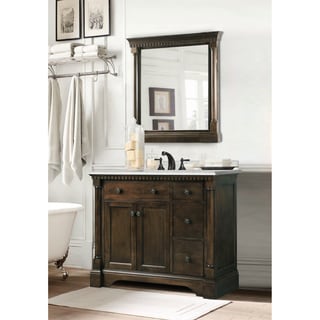 @@@ >  Carrara Marble Top 36-inch Vanity in Coffee Bean/ White Finish with Matching Wall Mirror, 2-piece Set