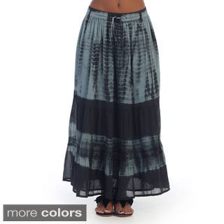 Hadari Womens Tie-dye Print Maxi Skirt (One size)-Image