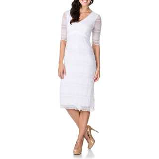 Rabbit Rabbit Rabbit Designs Women's Lace Double V-neck Midi Sheath Dress