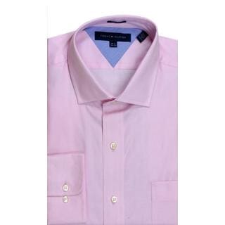 Tommy Hilfiger Slim Fit Pique Pink Dress Shirt-Image