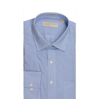 Michael Kors Regular Fit Broadcloth Stripe Cornflower Blue Dress Shirt-Image