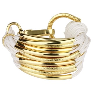 Saachi Multi Cord with Gold Tone Brushed Tube Beads Bracelet (India)