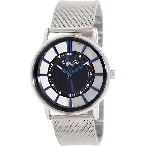 Kenneth Cole Men's KC9207 Silvertone Stainless Steel Quartz Watch with Blue Dial
