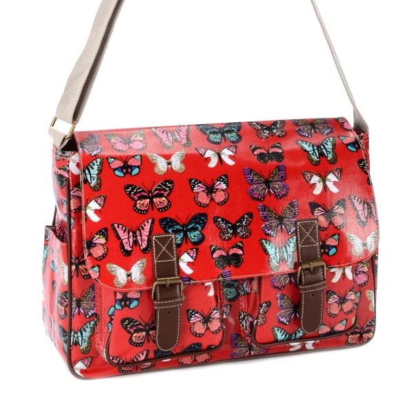 Butterfly Oilcloth Canvas Strap Cross Body Bag - Overstock Shopping - Top Rated Crossbody & Mini ...