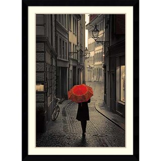 Low Price Stefano Corso 'Red Rain' Framed Art Print 31 x 43-inch