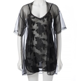 Romance Selections Women's Clipped-chiffon Chemise with Matching Sheer Coat