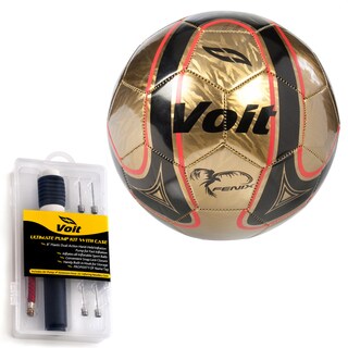 Voit Size 5 Fenix Soccer Ball with Ultimate Inflating Kit - Gold and Black Graphic with Red Accents-Image