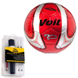 Voit Size 5 Fenix Soccer Ball with Ultimate Inflating Kit - Red and Silver-Image