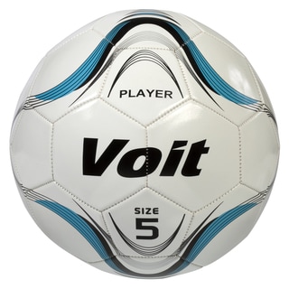 Voit Size 5 Player Soccer Ball Deflated - White and Blue Graphic-Image