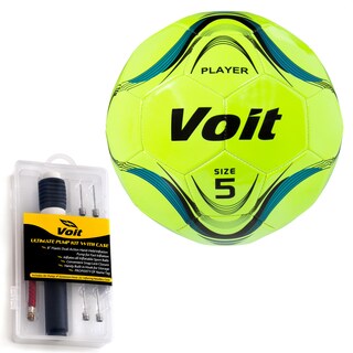 Voit Size 5 Player Soccer Ball with Ultimate Inflating Kit - Neon Yellow-Image