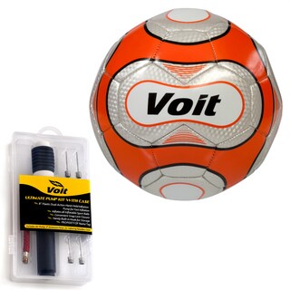 Voit Size 5 Reflect Soccer Ball with Ultimate Inflating Kit - Silver and Orange Graphic-Image