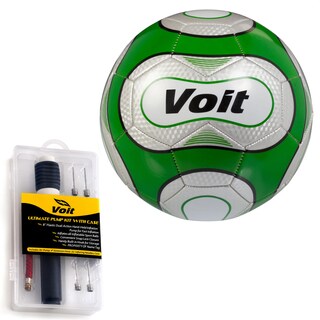 Voit Size 5 Reflect Soccer Ball with Ultimate Inflating Kit - Silver and Green Graphic-Image