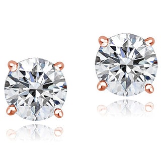 Icz Stonez Platinum Plated Sterling Silver 2ct TGW 100 Facets Cubic Zirconia Stud Earrings