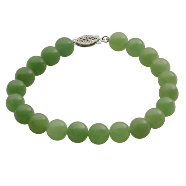 Gems For You Sterling Silver Jade Beaded Bracelet