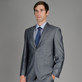 Giorgio Fiorelli Men's Slim-fit 38 S/ 32 W Grey Sharkskin 2-button Suit (As Is Item)-Image