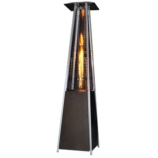 --->  Contemporary Square Portable Propane Golden Hammered Patio Heater with Decorative Variable Flame