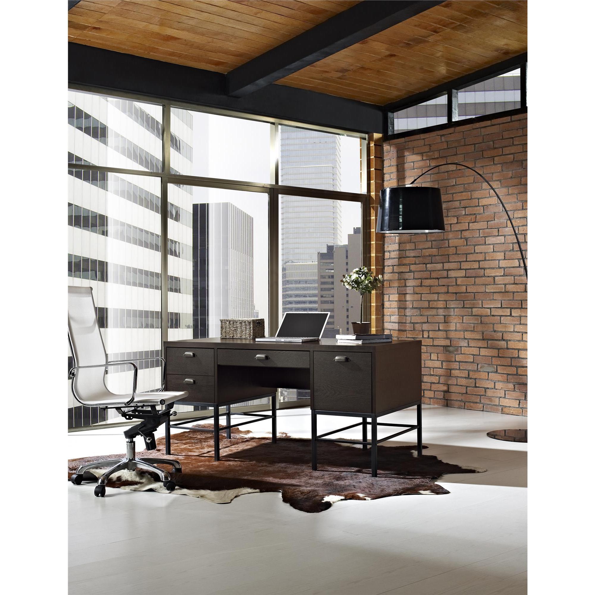 Altra Manhattan Chocolate Oak Double Pedestal Desk Overstock Shopping