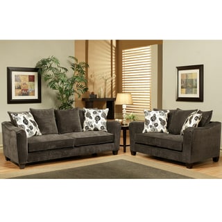[1] Furniture of America Dorianne 2-Piece Grey Micro-Suede Loveseat and Sofa Set