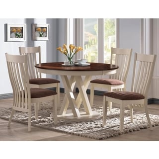 Low Price Aspen Buttermilk Slat Back 5-piece Round Dining Set