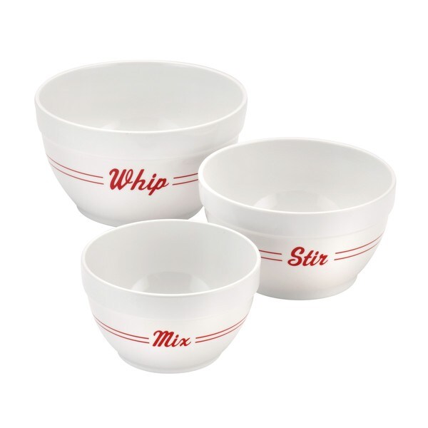 Cake Boss Countertop Accessories 3-piece Bistro Pattern Melamine Mixing Bowl Set