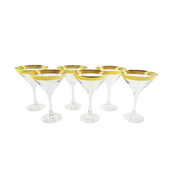 6piece Martini Glass Set with Gold Rims Overstock™ Shopping Great Deals on Wine Glasses