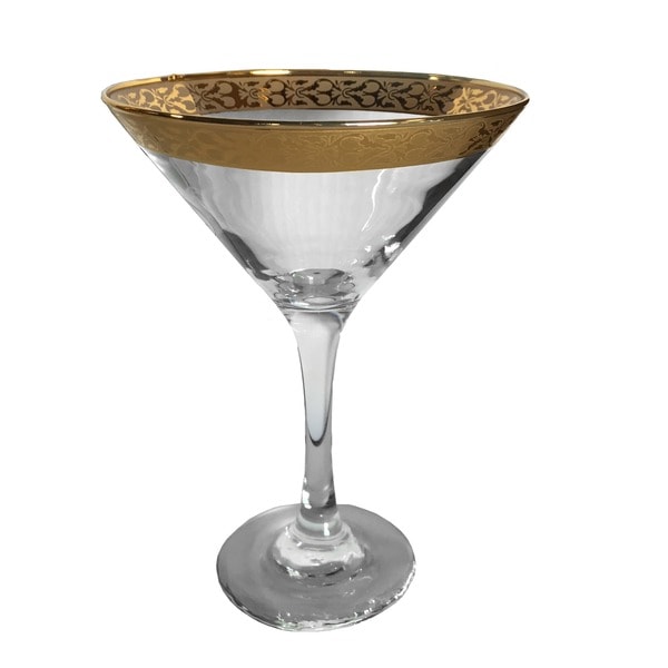 6piece Martini Glass Set with Gold Rims