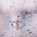  Two-tone Silver 1/6ct TDW Diamond Double Heart Infinity Necklace (H-I, I2-I3)