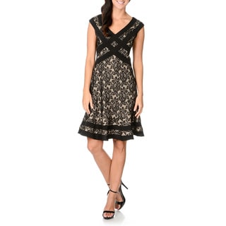 S.L. Fashions Women's Lace Fit-and-flare Dress-Image