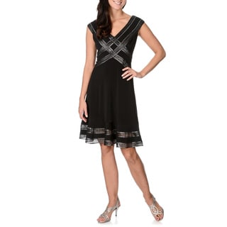 S.L. Fashions Women's Silver Detail Fit-and-Flare Dress-Image