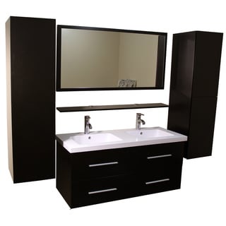 ( ._.) Kokols Double Vanity Cabinet with Side Cabinets and Mirror Faucets