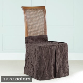 Sure Fit Matelasse Espresso Damask Dining Chair Skirt-Image