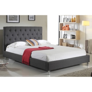 Hot Deal Abbyson Living Newport Charcoal Tufted Linen Platform Bed