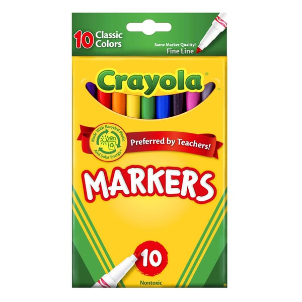 Crayola Classic Fine Tip Washable Markers (Pack of 10) 16414342 Shopping Top