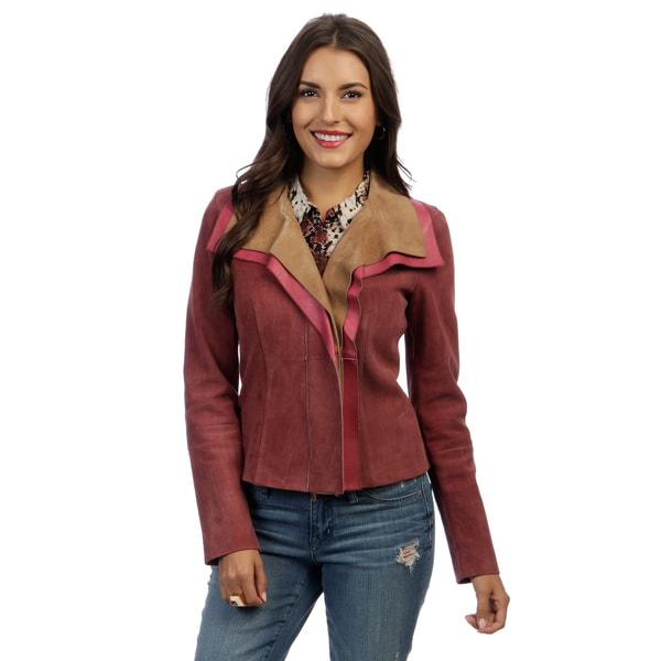 Escada Women's 'Lette' Pink and Tan Leather Jacket - Overstock