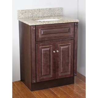 Compare Price Cherry Stained Vanity and Sunset Gold Granite Top