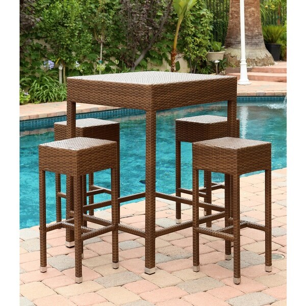 ABBYSON LIVING Palermo Outdoor Brown Wicker 5-piece Dining Bar Set