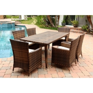 ABBYSON LIVING Hampton Outdoor Multi Dark Brown Wicker 7-piece Dining Set