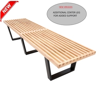 ( ._.) Mid-century Modern Inwood Platform Natural Wood 6-foot Bench