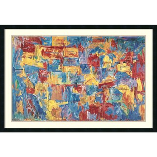 [1] Jasper Johns 'Map, 1961' Framed Art Print 42 x 30-inch