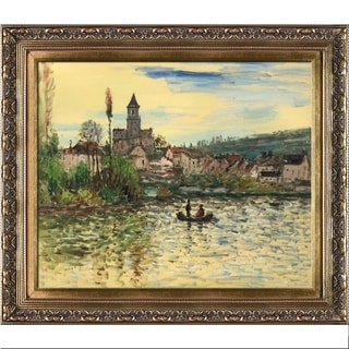 ===>  Claude Monet 'The Seine at Vetheuil' Hand-painted Framed Canvas Art