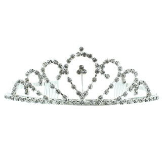 Kate Marie 'Daisy' Silvertone Rhinestone Tiara with Hair Combs-Image