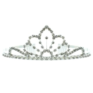 Kate Marie 'Eva' Silvertone Rhinestone Tiara with Hair Combs-Image