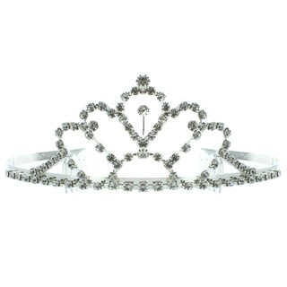 Kate Marie 'Faith' Silvertone Rhinestone Tiara with Hair Combs-Image