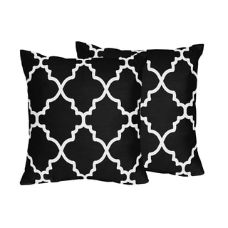 Sale Price Sweet Jojo Designs Trellis Collection Black and White Lattice Print Throw Pillows (Set of 2)