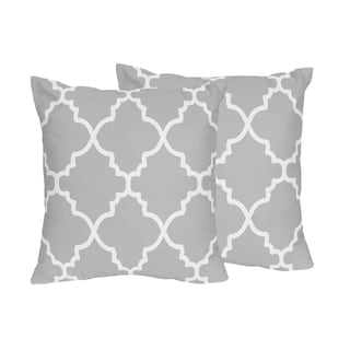 See Reviews Sweet Jojo Designs Trellis Collection Grey and White Lattice Print Throw Pillows (Set of 2)